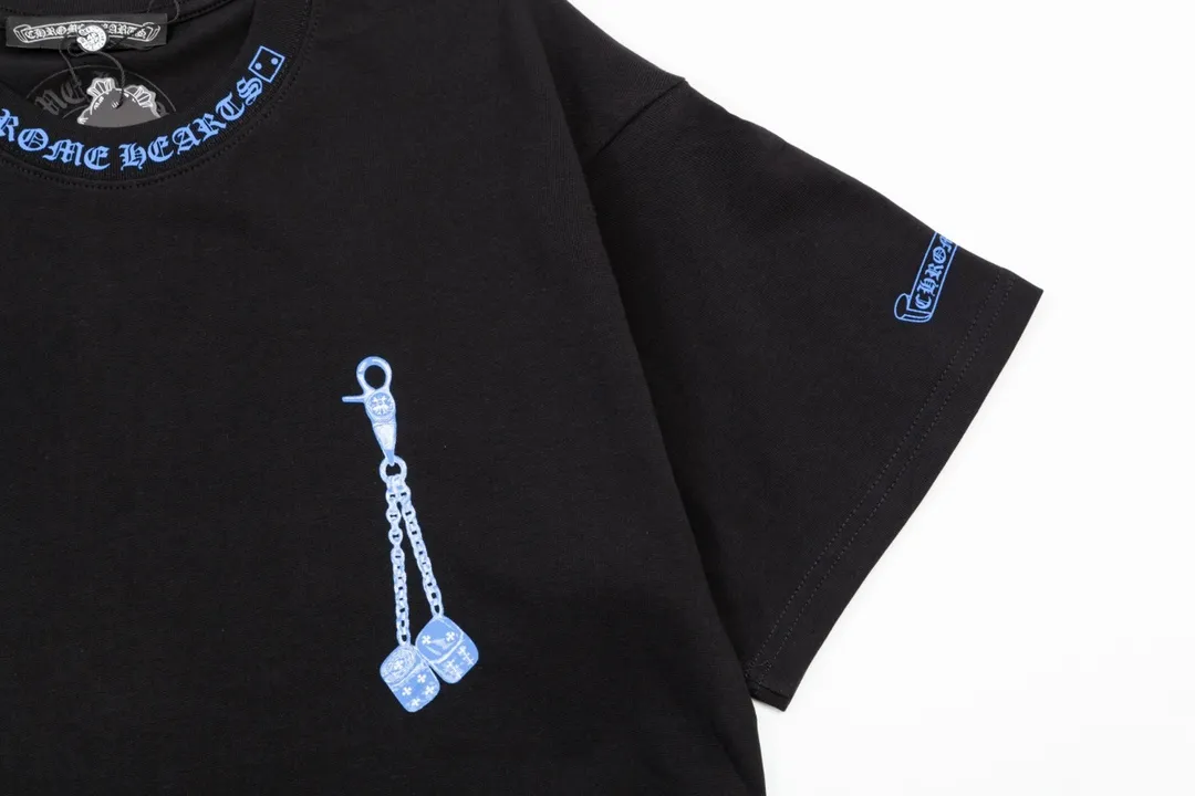Chrome Hearts/ Blue Logo Same Style T Versatile : Black Size：XS~L